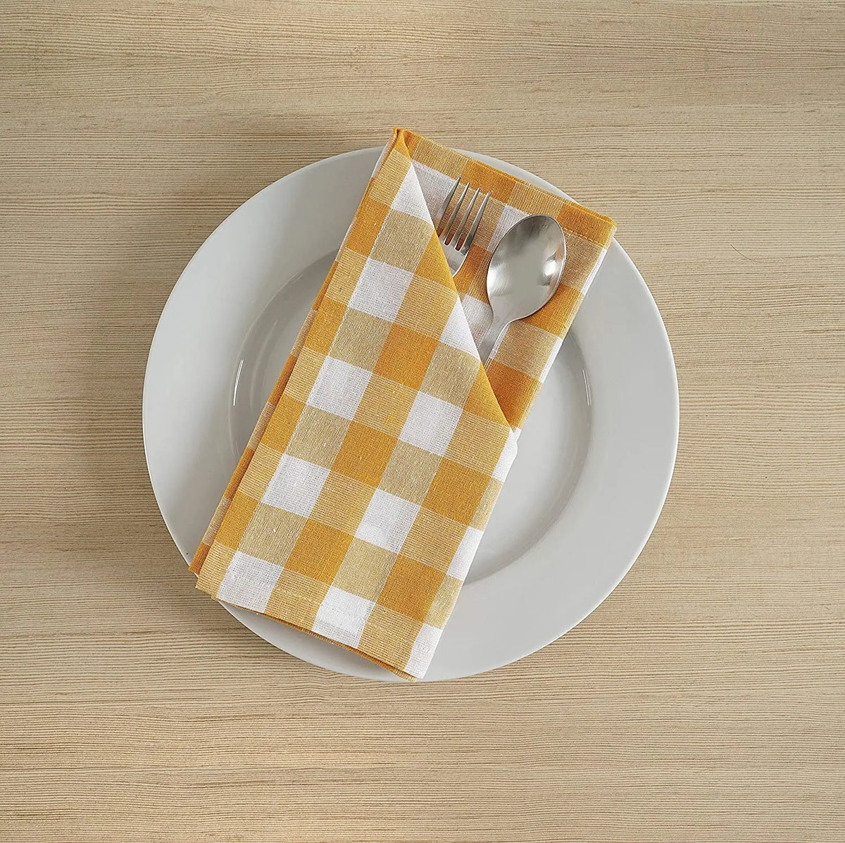 serviettes table orange blanches carreaux classiques pack 12 24 cm45cm