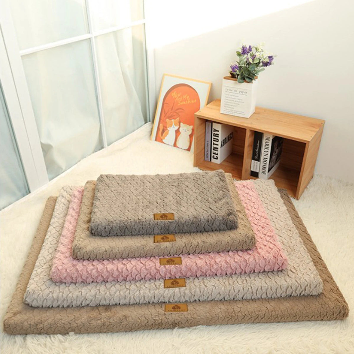 coussin animal doux texture géométrique moderne beige gris rose confortable zippable