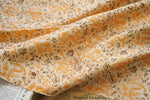 tissu brocart polyester largeur 150cm motifs floraux orientaux beige orange marron décoration traditionnelle Jacquard