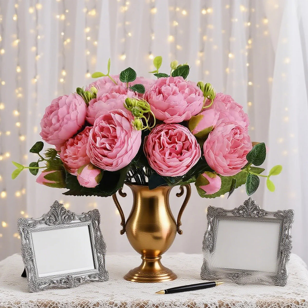 bouquet fleurs artificielles soie décoration maison mariage anniversaire fêtes extérieur roses pivoines classique
