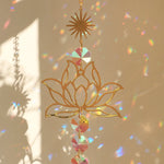 décoration murale suncatcher or multicolore fleur lotus artisanal bohèmeextérieur chambre jardin