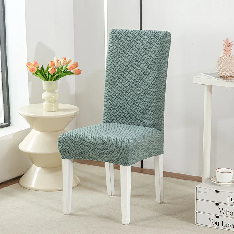 housse chaise tissu géométrique moderne polyestere couleurs vert gris blanc beige