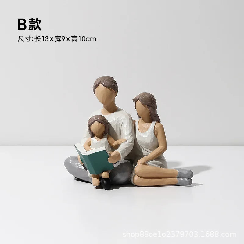 figurines familiales moderne résine blanche gris marron épurées minimaliste salon decoration