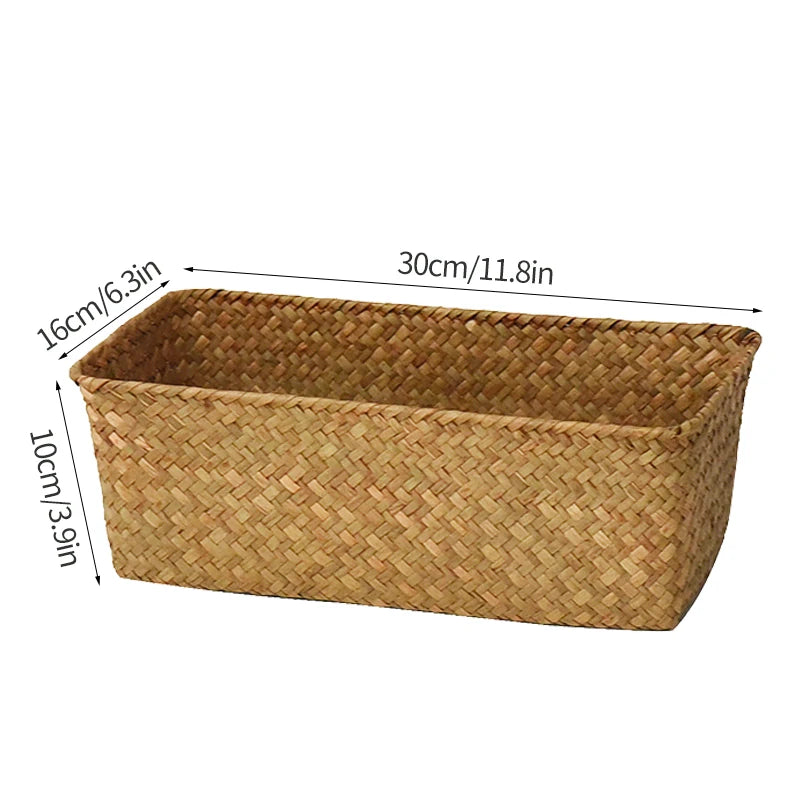 panier rangement paille marron clair rustique multifonctionnel réutilisable respectueux environnement tổ chức đồ dùng
