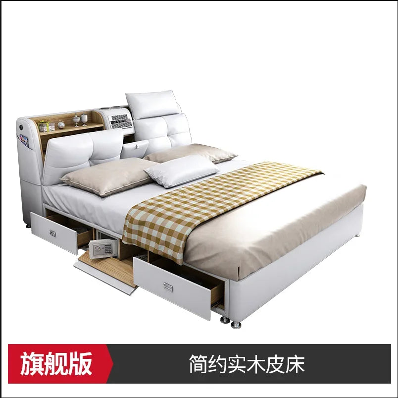 lit moderne blanc simili cuir rangements tiroirs 180cm 200cm