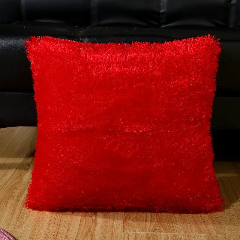housse coussin peluche douce violet rouge vert blanc moderne décoration canapé maison salon