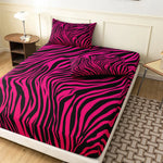 parure lit pièces drap housse taies oreiller rayures rose noir moderne
