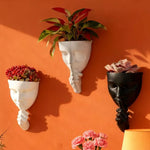 pots résine muraux tête humaine moderne blanc gris noir décoratif plantes fleurs