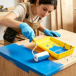 kit peinture palette pinceaux gants rouleau éponges tasse papier verre utilitaire