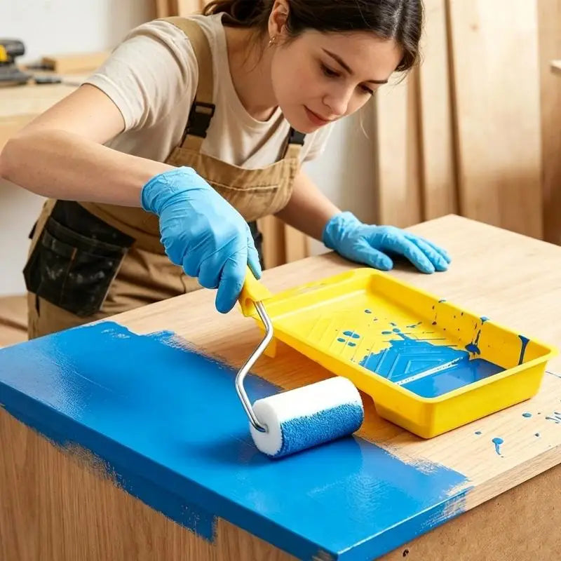 kit peinture palette pinceaux gants rouleau éponges tasse papier verre utilitaire