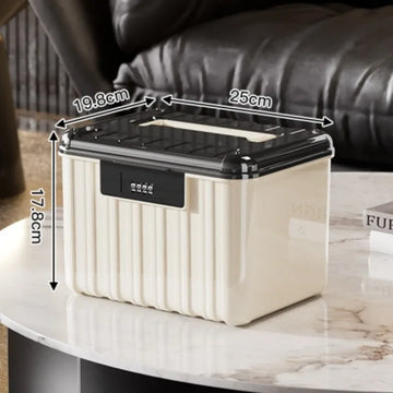 boîte rangement bijoux serrure combinaison moderne beige rayures poignée storage boxABS