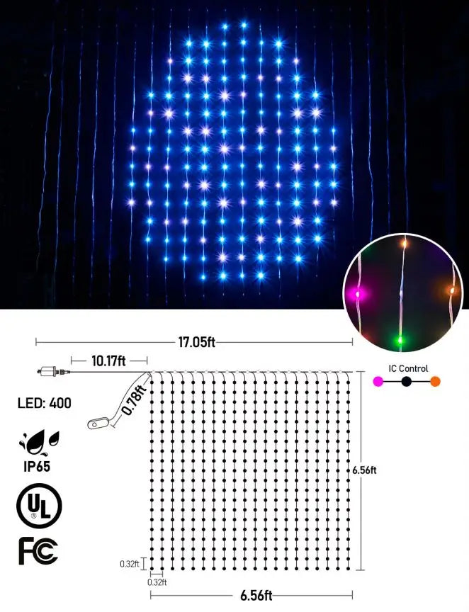 rideau lumineux led multicolore motifs decoratifs moderne arbre noel chateau télécommande
