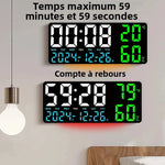 horloge murale digitale noir bleu vert compte rebours température humidité moderne lumineuse