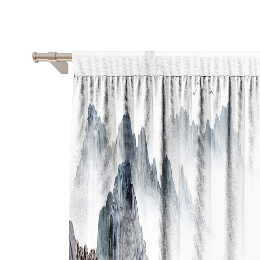 rideaux blancs paysages japonais aquarelle moderne pièces polyester 75x166cm 105x230cm