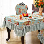 nappe fleur rose volants dentelle housses chaise couleur marron vert vintage shabby chic