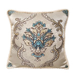 taie d'oreiller polyester broderies florales beige rouge bleu clair marron gris maison hospitalière élégante