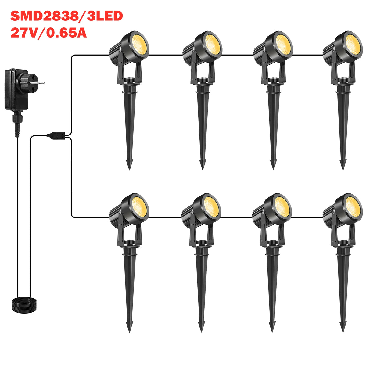 projecteurs exterieurs led jardin noir modernes 800lm ip65 abs contemporains 10lumières