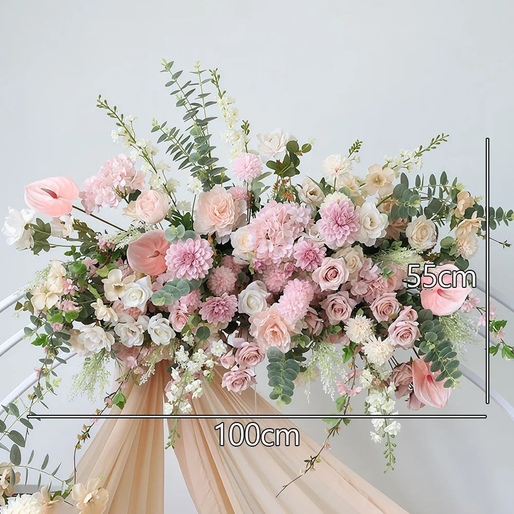 bouquet artificiel rose feuilles vertes mariage anniversaire baby shower extérieur classique fleurs variées