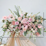 bouquet artificiel rose feuilles vertes mariage anniversaire baby shower extérieur classique fleurs variées
