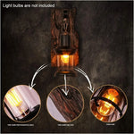 lampe murale vintage bois métal noir verre transparent bar restaurant rustique