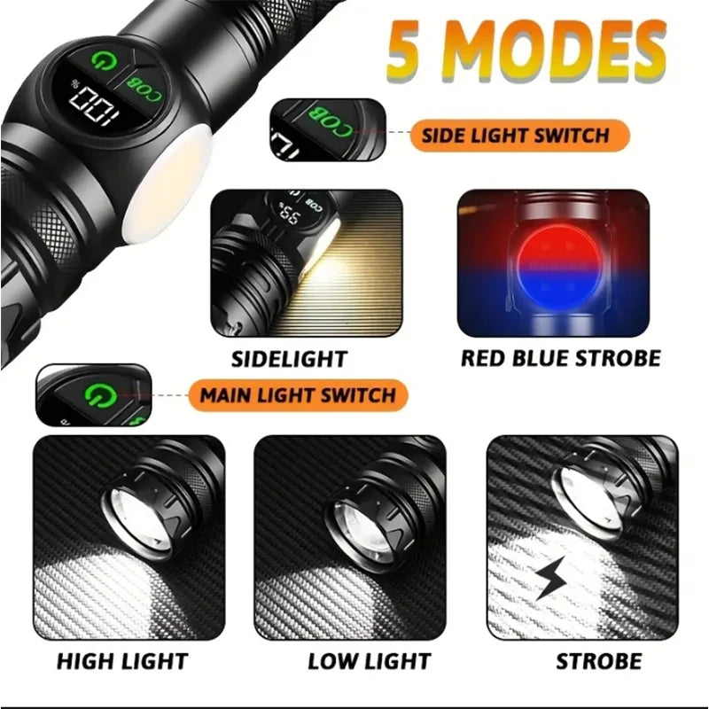 torche rechargeable led étanche camping extérieur pêche réglable mode lumière forte distance