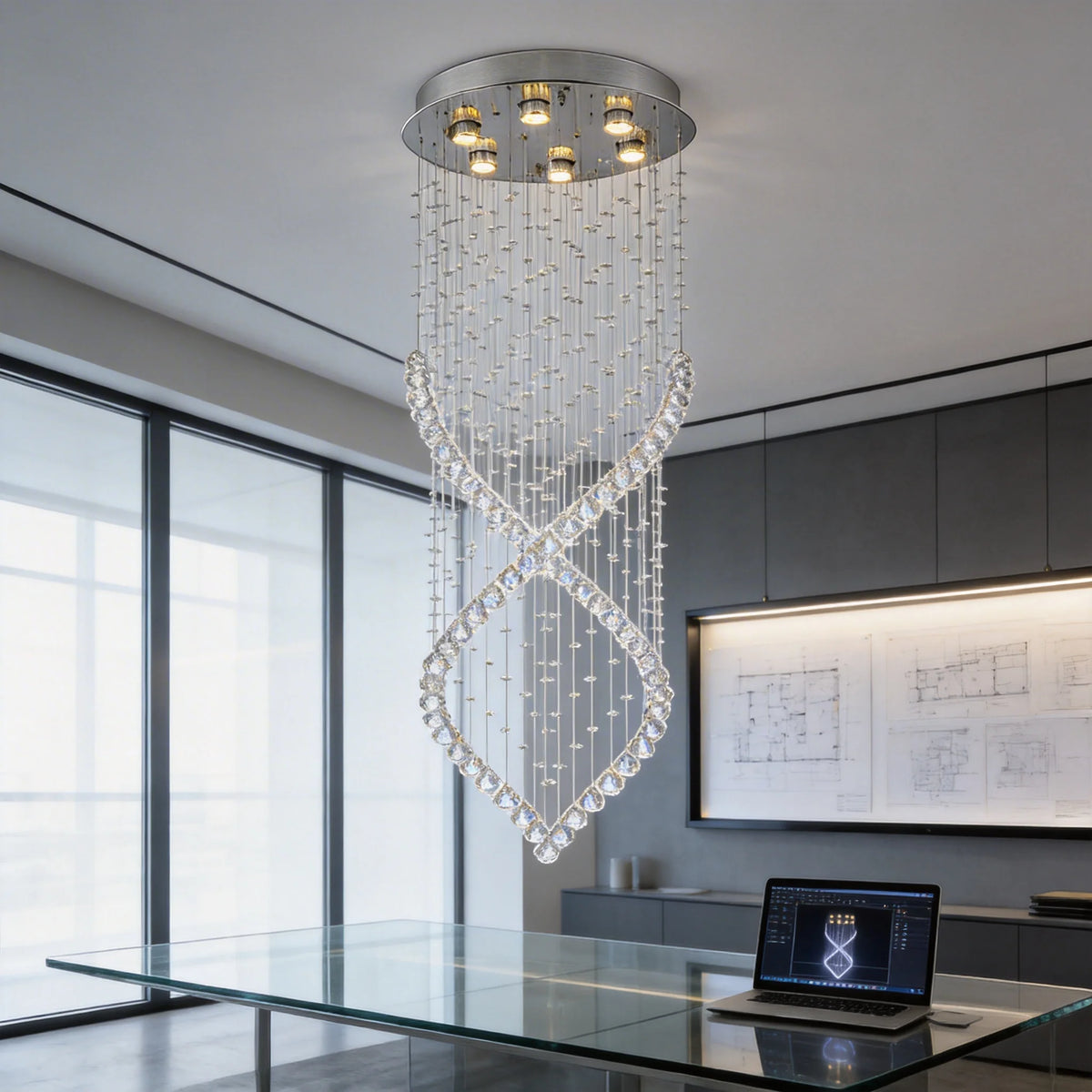 suspension lumineuse moderne cristal transparente 110V 240V cold warm white