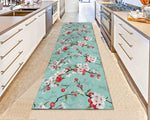 tapis long fleurs cerisier rose noir blanc salon chambre antibactérien absorbant