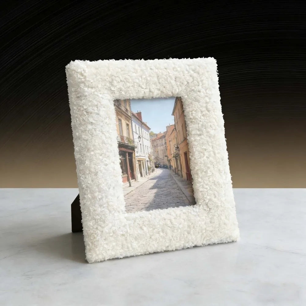 cadre photo texturé rose beige blanc enfant ours peluche decoratif rustique chambre