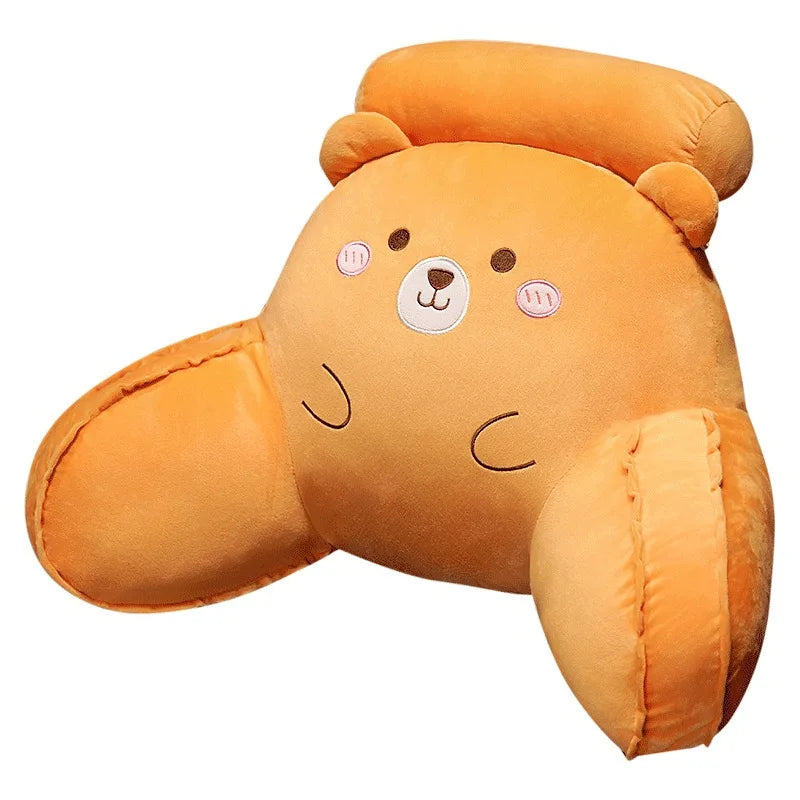 coussin dossier support gris bleu orange visage animé doux cartoon mignon polyester fibre