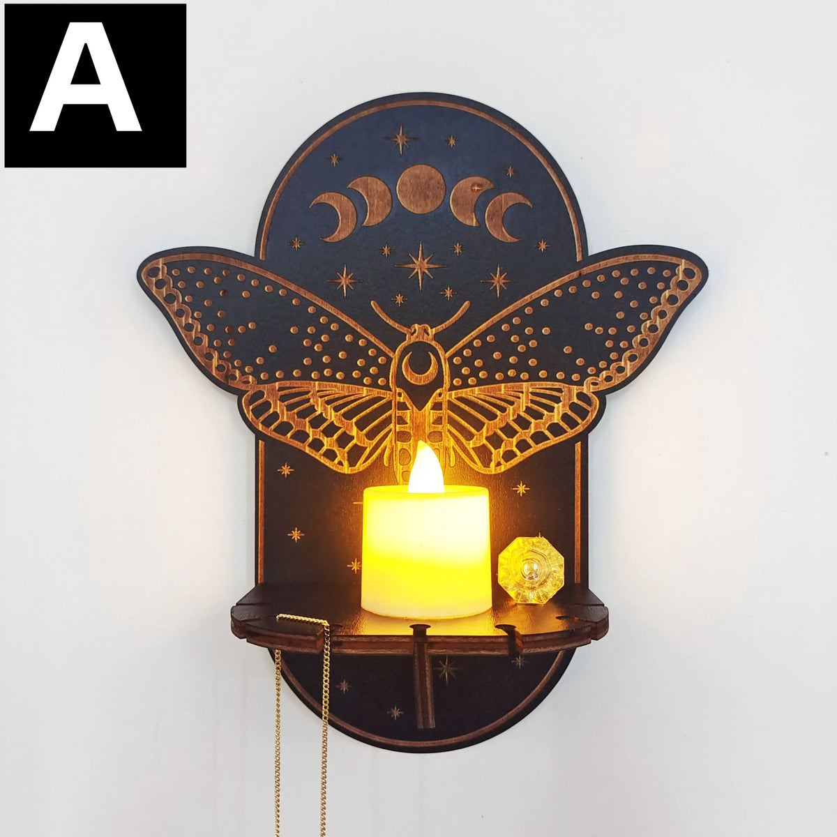 porte candles mural silhouettes animales noir doré bougies pierres semi précieuses artisanal décoration