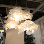 lampe suspendue moderne abat jour papier froissé blanc organique câble suspendu environnement protection