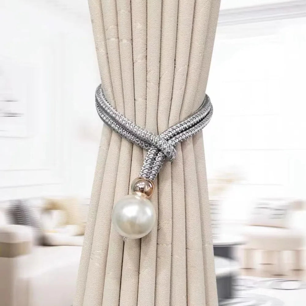 bracelets rideau moderne métal doré blanc rose bleu gris tissé fixations boules