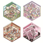 stickers 3d maison poupées animées rose blanc vert décoration enfant crafting mignon detalles adhesifs