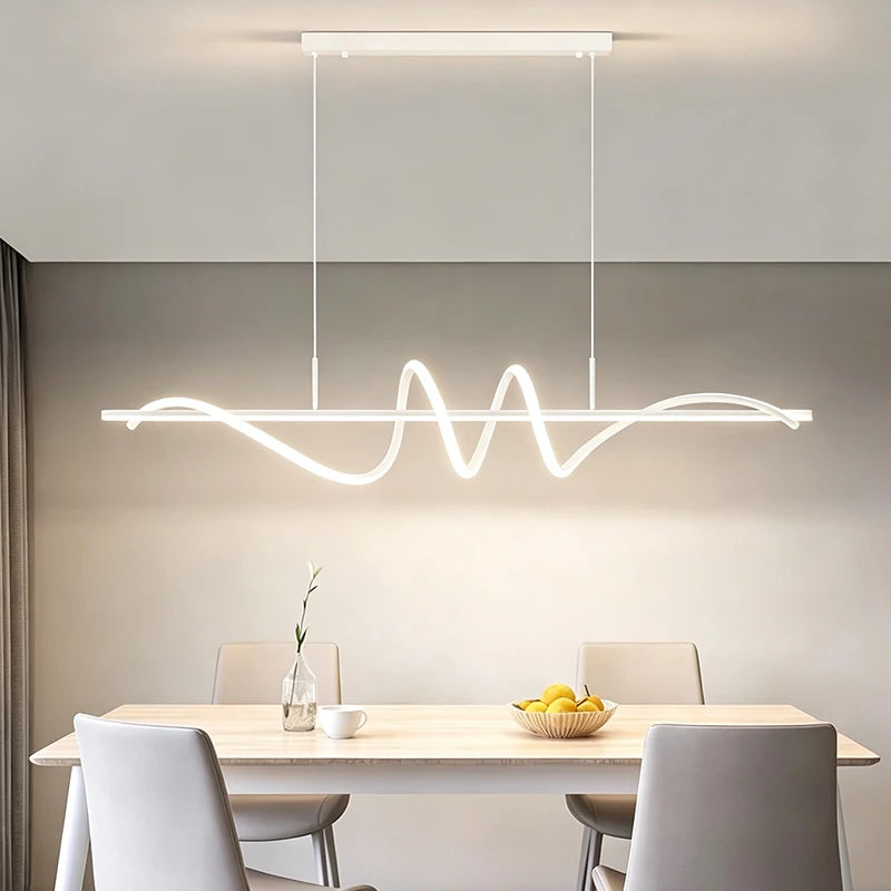 suspension lumineuse moderne ondulée led blanc doré noir fixe 2000 82000lm