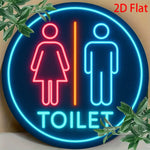 panneau lumineux métal toiletpanels silhouettes personnes couleurs bleu rouge orange rétro vintage