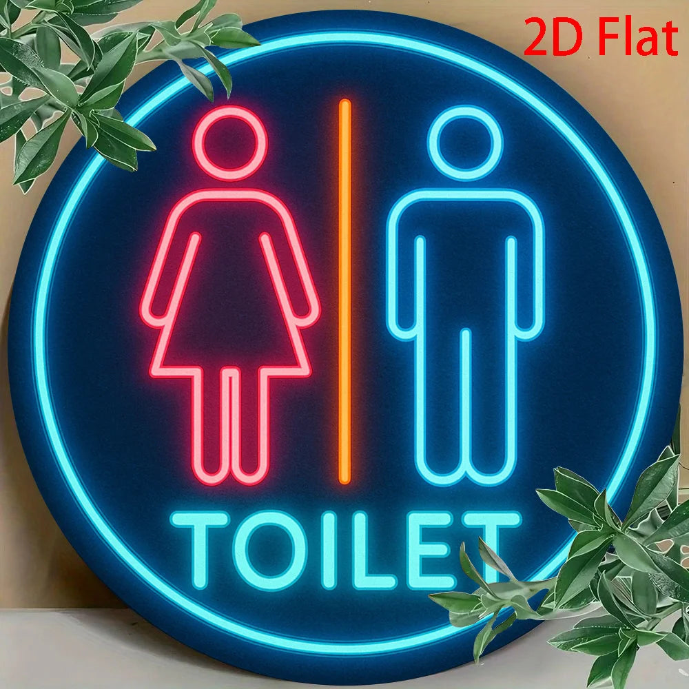 panneau lumineux métal toiletpanels silhouettes personnes couleurs bleu rouge orange rétro vintage