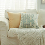 coussin patchwork géométrique bleu gris moderne 45x45cm polyester cotonversible décoration intérieure
