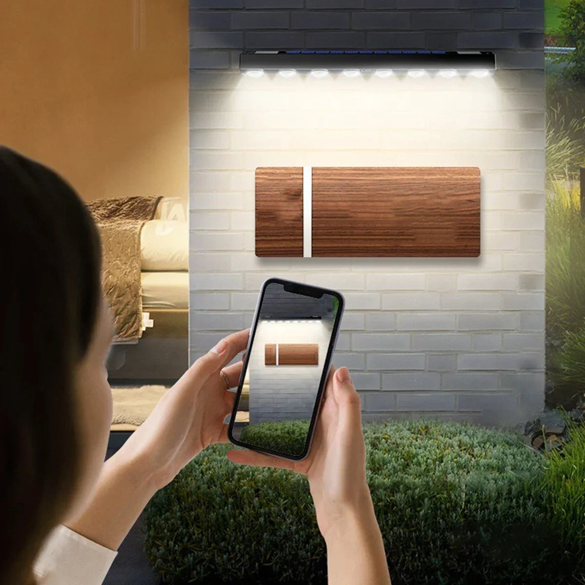 lampes murales solaires led modernes lumières contrôles sensoriels blancs décoextérieur