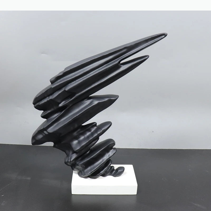 sculpture abstraite moderne forme ondulée noir blanc surface lisse décoration intérieure contemporain chambre