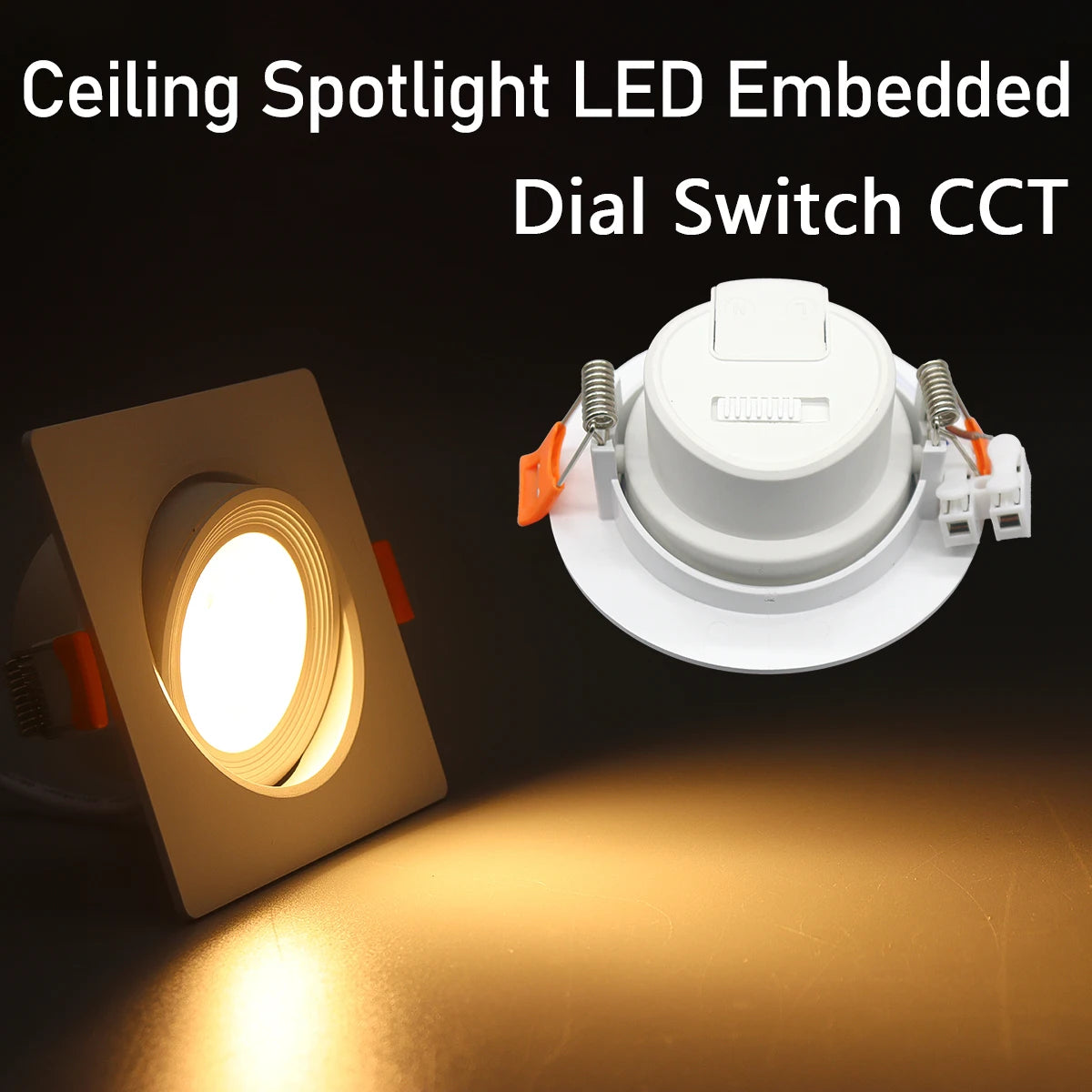 Spot LED encastrable blanc rond carré moderne switch cct 25000h lumens 121v 240v