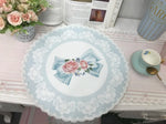 serviettes table rectangulaires fleurs roses classiques blanc rose pâle beige bleu clair bordure dentelée