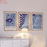 affiches abstraites modernes bleu blanc noir cadre bois décoration intérieure chambre salon enfants