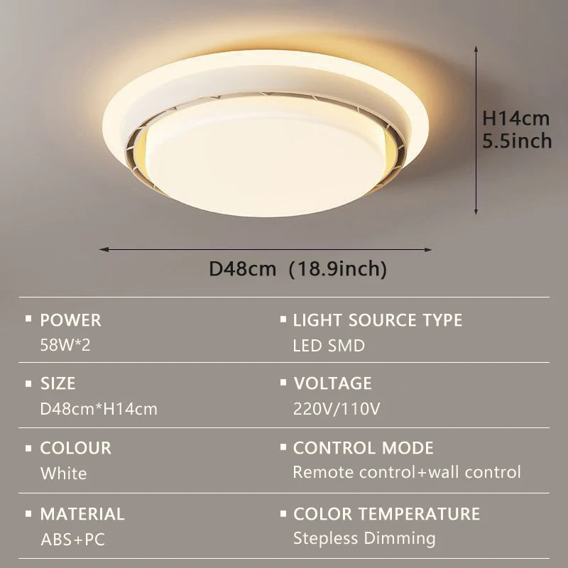 lampe ventilateur sans pales invisible télécommande led moderne blanc brun noyer imitation bois fixations