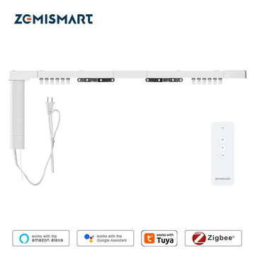rideau électrique intelligent beige clair moderne commande distance domotique wifi alexa google