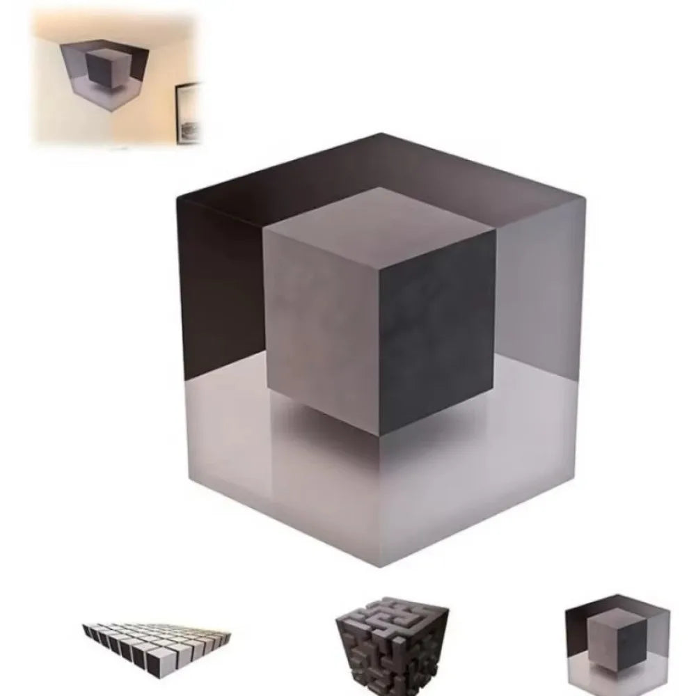 décoration murale 3d cube optique gris noir adhésif contemporain minimaliste illusion optique geometric
