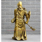 statue or chinoise feng shui personnage armure dragon motifs floraux traditionnels asiatiques