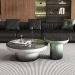 table basse moderne marbre vert blanc bois clair minimaliste ornement salon unique