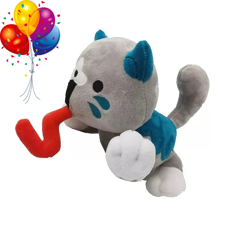 peluche douce motif brodé gris bleu rouge noir enfant anniversaire noel cartoon