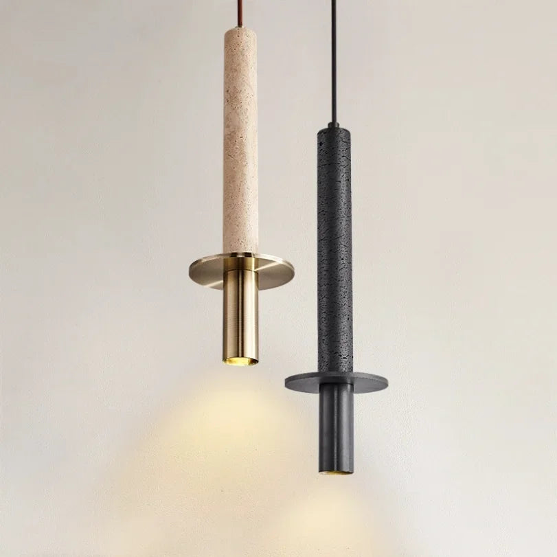 lampe suspendue pierre blanc noir texture granulée moderne chambre restaurant cuisine