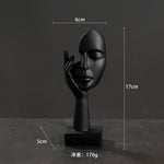 statuettes décoratives visage humain noir blanc doré modernes minimalistes abstraites contemporaines base carrée livres